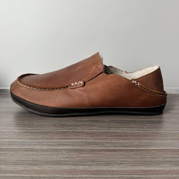 OluKai Moloa Men’s Nubuck Slipper Loafers Shoes $140 in Toffee Dk Wood - Picture 3 of 15